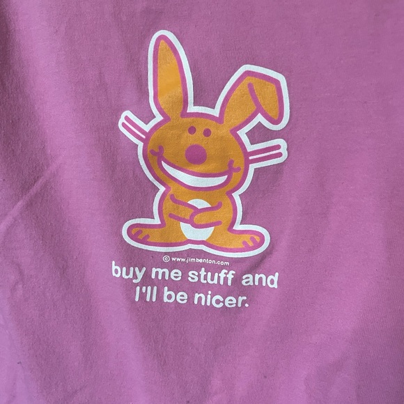 Y2K Jim benson Happy Bunny 3/4 sleeve shirt - Picture 2 of 4